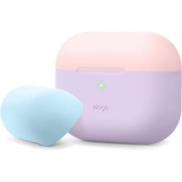 elago Duo Case Compatible with AirPods Pro Case 2 Caps  1 Body Supports Wireless Charging Peach Medium Grey  Jean Indigo Top  Lovely Pink Pastel BlueBottom  Lavender