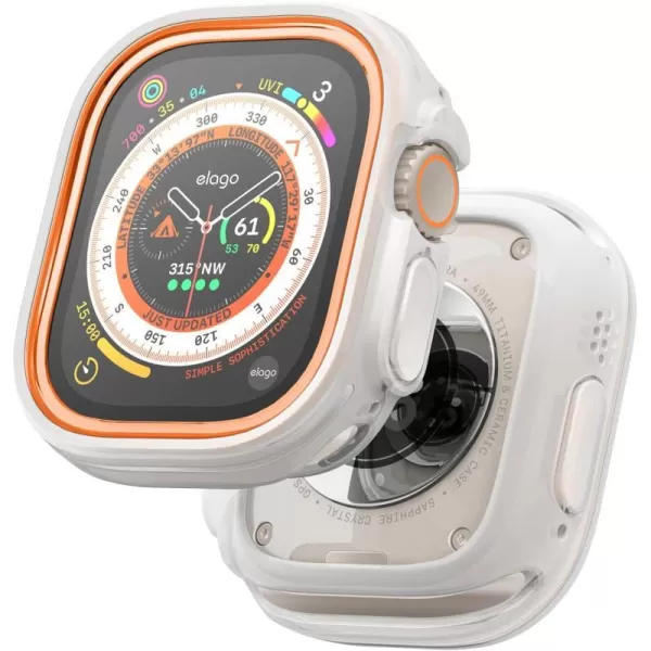 elago Duo Case Compatible with Apple Watch Ultra 2 Apple Watch Ultra Case Full Protection Hard PC  TPU Material Full Access to Screen Two PCs Included Strap not IncludedTPU Transparent  PC Orange Black