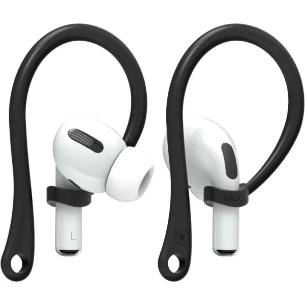 elago Ear Hooks Designed for AirPods Pro 2 AirPods Pro Designed for AirPods 3 amp 2 amp 1 Earbuds Accessories AntiSlip Ergonomic Design Comfortable Fit White US Patent RegisteredBlack