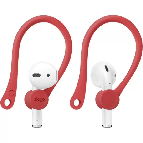 elago Ear Hooks Designed for AirPods Pro AirPods 3 and AirPods 1 2 AntiSlip Earbud Accessories Comfortable Fit Ergonomic Design Durable TPU Construction Perfect for Exercising WhiteRed