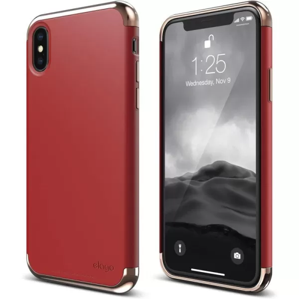 elago Empire Series iPhone X Case  Scratch Resistant Grip Coated Slim Fit Dual Toned Protective Cover for Apple iPhone X 2017  Rose GoldRedelago Empire Series iPhone X Case  Scratch Resistant Grip Coated Slim Fit Dual Toned Protective Cover for Apple iPhone X 2017  Rose GoldRed