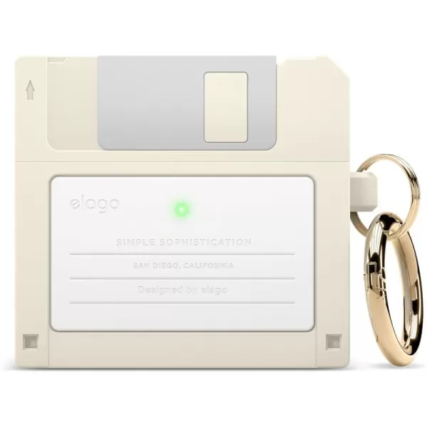 elago Floppy Disk Case Compatible with AirPods 3rd Generation Case  Compatible with AirPods 3 Case Cover Carabiner Included Shock Resistant Full Protection Wireless Charging Classic WhiteClassic White