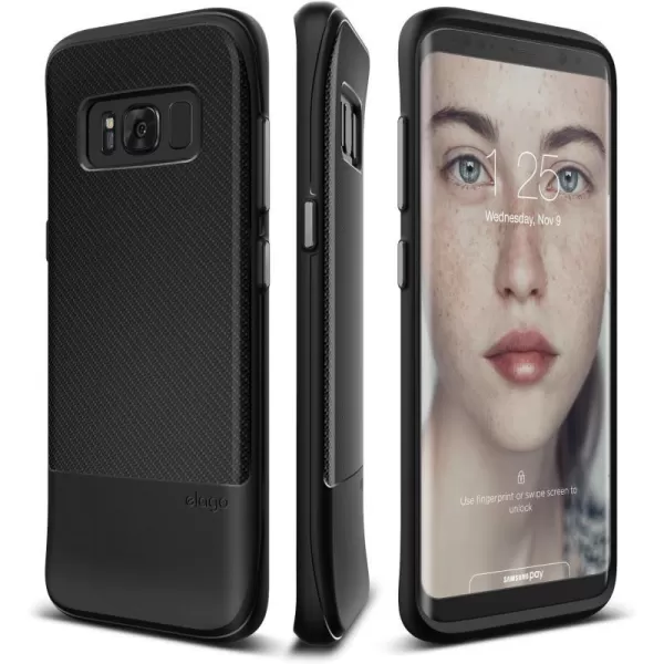 elago Galaxy S8 Case Grip CushionBlack  Device Fitting TestedComfort FitCarbon Fiber PatternAntiShock  for Galaxy S8elago Galaxy S8 Case Grip CushionBlack  Device Fitting TestedComfort FitCarbon Fiber PatternAntiShock  for Galaxy S8