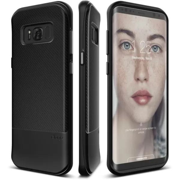 elago Galaxy S8 Plus Case Grip CushionBlack  Device Fitting TestedComfort FitCarbon Fiber PatternAntiShock  for Galaxy S8nbspPluselago Galaxy S8 Plus Case Grip CushionBlack  Device Fitting TestedComfort FitCarbon Fiber PatternAntiShock  for Galaxy S8nbspPlus