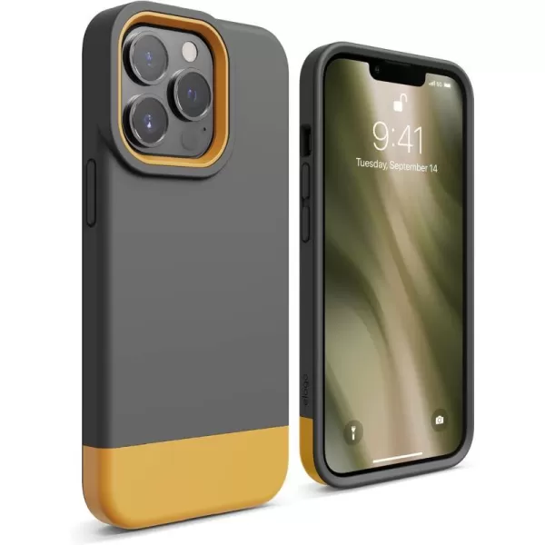 elago Glide Armor Case Designed for iPhone 13 Pro Max Case Drop Protection Shockproof Protective TPU Cover Upgraded Shockproof Mix and Match Parts Enhanced Camera Guard ClearLight BlueiPhone 13 Pro Dark GrayYellow