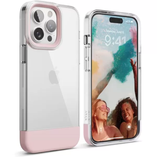 elago Glide Armor Case Designed for iPhone 14 Pro Max Case Drop Protection Shockproof Protective TPU Cover Upgraded Shockproof Mix and Match Parts Enhanced Camera Guard StoneDark GrayClearLovely Pink