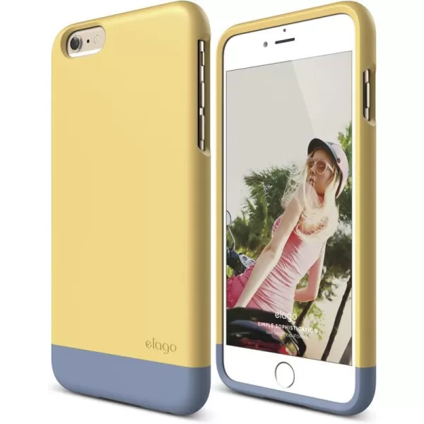 elago Glide Case for The iPhone 6 Plus 55inch  Front Protection Film  Back Protection Film Included  Full Retail Packaging Cotton Candy BlueCreamy YellowCreamy Yellow  Royal Blue