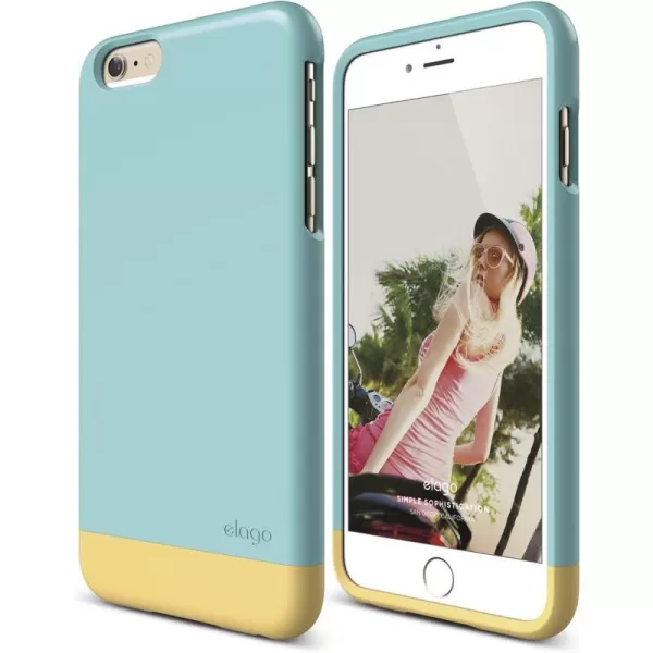 elago Glide Case for The iPhone 6 Plus 55inch  Front Protection Film  Back Protection Film Included  Full Retail Packaging Cotton Candy BlueCreamy YellowCoral Blue  Creamy Yellow