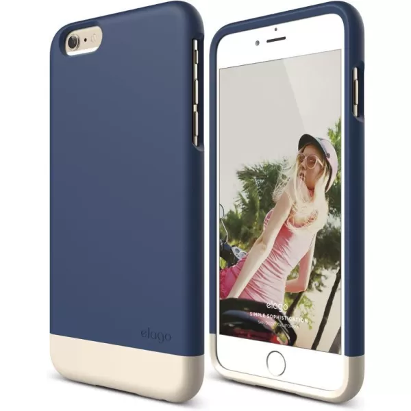 elago Glide Case for The iPhone 6 Plus 55inch  Front Protection Film  Back Protection Film Included  Full Retail Packaging Cotton Candy BlueCreamy YellowJean Indigo  Champagne Gold