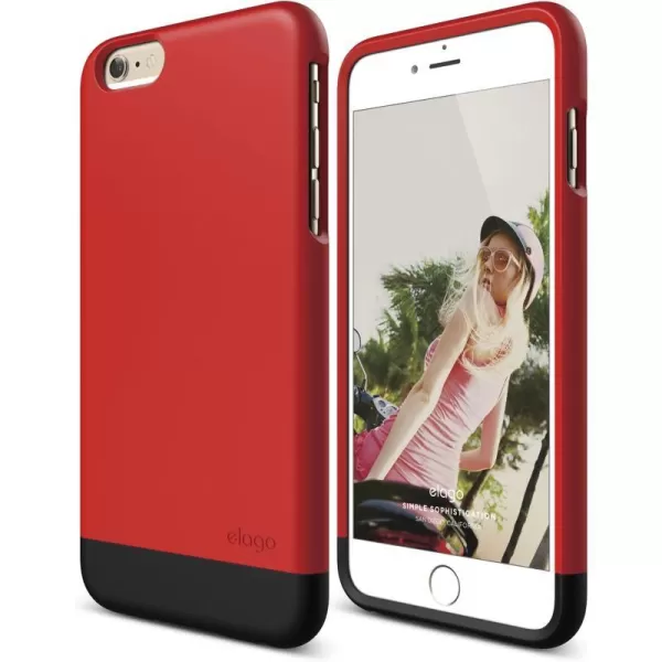 elago Glide Case for The iPhone 6 Plus 55inch  Front Protection Film  Back Protection Film Included  Full Retail Packaging Cotton Candy BlueCreamy YellowExtreme Red  Matt Black