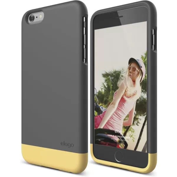 elago Glide Case for The iPhone 6 Plus 55inch  Front Protection Film  Back Protection Film Included  Full Retail Packaging Cotton Candy BlueCreamy YellowDark Gray  Creamy Yellow