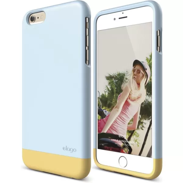 elago Glide Case for The iPhone 6 Plus 55inch  Front Protection Film  Back Protection Film Included  Full Retail Packaging Cotton Candy BlueCreamy YellowCotton Candy Blue  Creamy Yellow