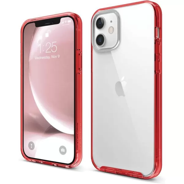 elago Hybrid Clear Case Compatible with iPhone 12 Mini Case 54 Inch Red  Shockproof Bumper Cover Protective CaseiPhone 12 iPhone 12 Pro Red