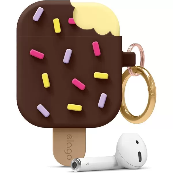 elago Ice Cream AirPods Case with Keychain Designed for Apple AirPods 1 amp 2 Shockproof Protective Skin Cute Accessories for Girls Kids Boys US Patent Registered BlueberryChocolate