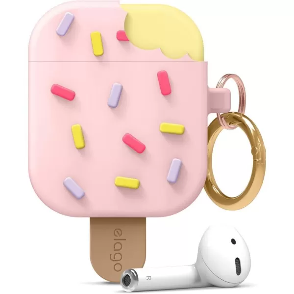 elago Ice Cream AirPods Case with Keychain Designed for Apple AirPods 1 amp 2 Shockproof Protective Skin Cute Accessories for Girls Kids Boys US Patent Registered BlueberryStrawberry