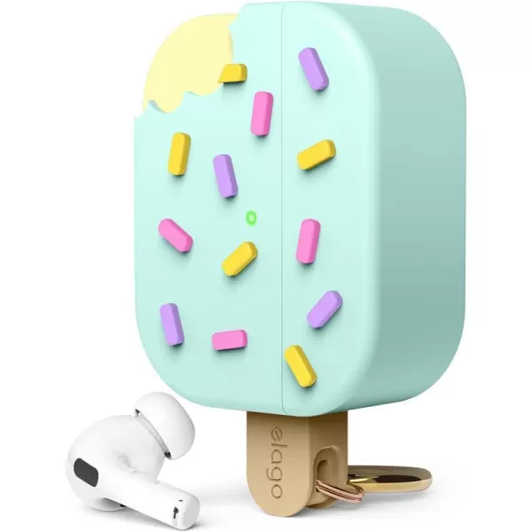 elago Ice Cream Case Compatible with AirPods Pro 2nd Generation Case Cover  Compatible with AirPods Pro 2 Case Karabiner Included Supports Wireless Charging Full Protection ChocolateMint