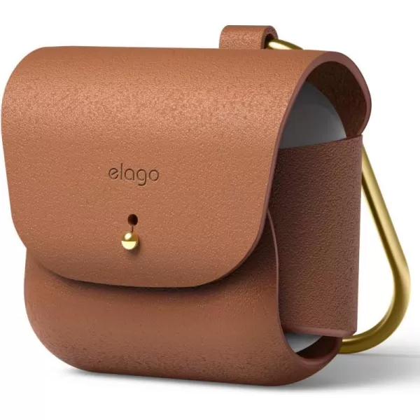 elago Leather Case Compatible with AirPods 3 Case  Compatible with AirPods 3rd Generation Case Natural Cowhide Leather Case Cover with Brass Ring Holder Supports Wireless Charging BrownBrown