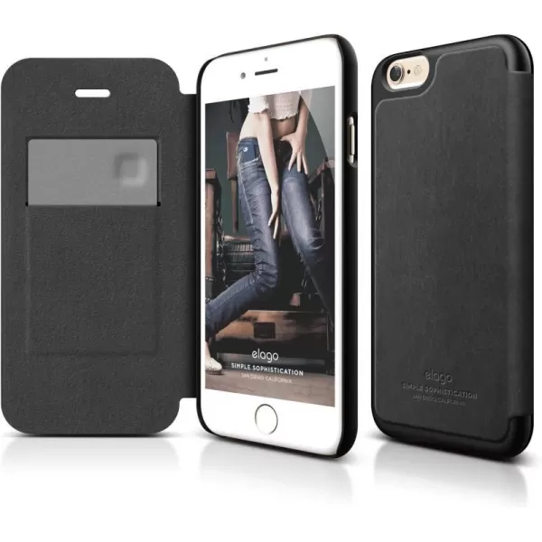 elago Leather FlipBlack  Card SlotScreen ProtectionPremium Hybrid Construction  for iPhone 66S Pluselago Leather FlipBlack  Card SlotScreen ProtectionPremium Hybrid Construction  for iPhone 66S Plus