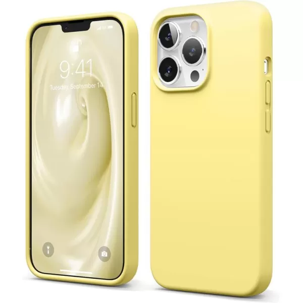 elago Liquid Silicone Case Compatible with iPhone 13 Pro Case 61 Premium Silicone Full Body Protection  3 Layer Shockproof Phone Cover AntiScratch Soft Microfiber Lining StoneYellow