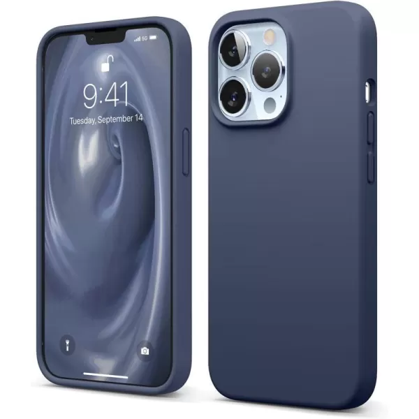 elago Liquid Silicone Case Compatible with iPhone 13 Pro Case 61 Premium Silicone Full Body Protection  3 Layer Shockproof Phone Cover AntiScratch Soft Microfiber Lining StoneJean Indigo