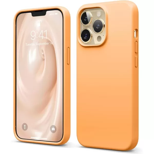 elago Liquid Silicone Case Compatible with iPhone 13 Pro Case 61 Premium Silicone Full Body Protection  3 Layer Shockproof Phone Cover AntiScratch Soft Microfiber Lining StoneOrange