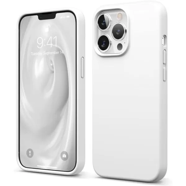 elago Liquid Silicone Case Compatible with iPhone 13 Pro Case 61 Premium Silicone Full Body Protection  3 Layer Shockproof Phone Cover AntiScratch Soft Microfiber Lining StoneWhite