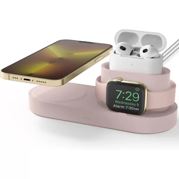 elago MagSafe Charging Station  Compatible with iPhone 15 amp iPhone 14 amp iPhone 13 amp iPhone 12 AirPods Pro 2 AirPods Pro AirPods 3 All Apple Watch Series Dark Gray Charging Cables Not IncludedSand Pink