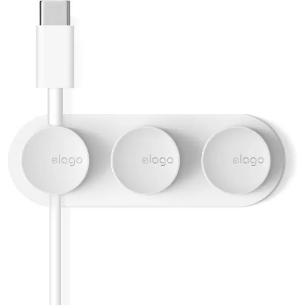 elago Magnetic Cable Management Buttons Magnetic cable holder Organize 3 Cables Powerful magnets Reusable Sticker Attaches to Surface Desk Organization WhiteWhite