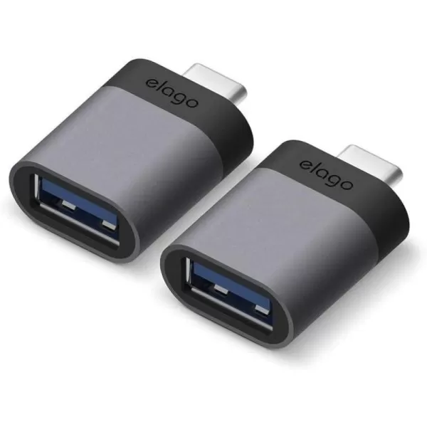 elago Mini Aluminum USBC to USB 30 Female Mini Adapter for MacBook Pro 20182017 MacBook Air 2018 and Other Devices with TypeC USB Space GreySpace Grey2Pack