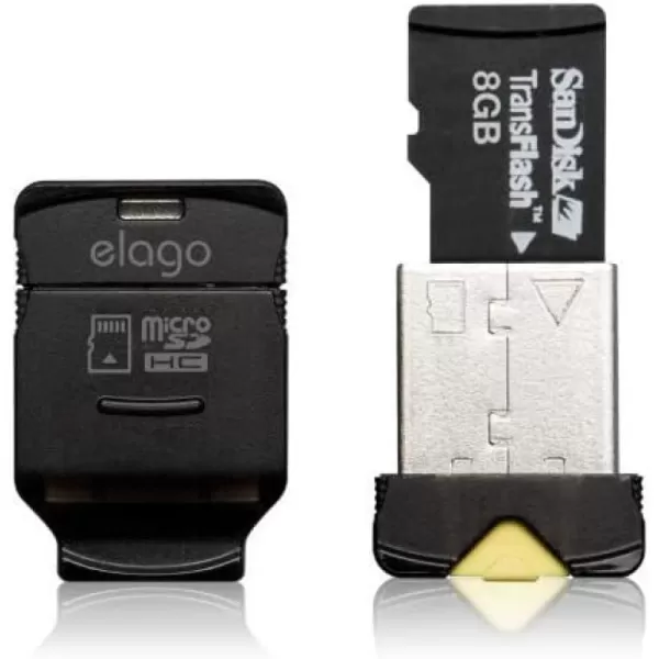 elago Mobile Nano II USB 20 microSDHC Flash Memory Card Reader Works up to 32GB BlackBlack