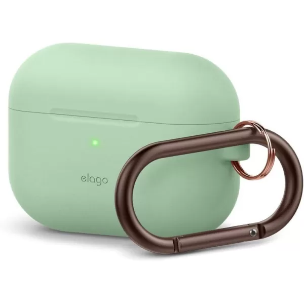 elago Original Case Compatible with Apple AirPods Pro Case  Protective Silicone Cover with Keychain Precise Cutout Supports Wireless Charging Dark GrayPastel Green