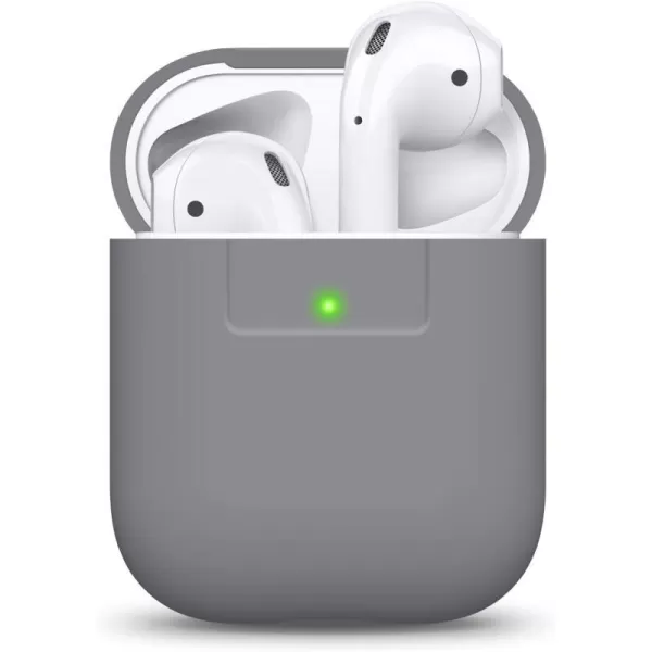 elago Premium Silicone AirPods Case Designed for Apple AirPods 1 and 2 Front LED Visible PeachMedium Gray