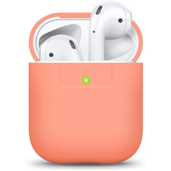 elago Premium Silicone AirPods Case Designed for Apple AirPods 1 and 2 Front LED Visible PeachPeach