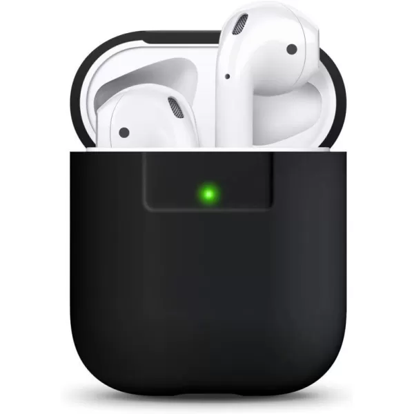 elago Premium Silicone AirPods Case Designed for Apple AirPods 1 and 2 Front LED Visible Peachblack