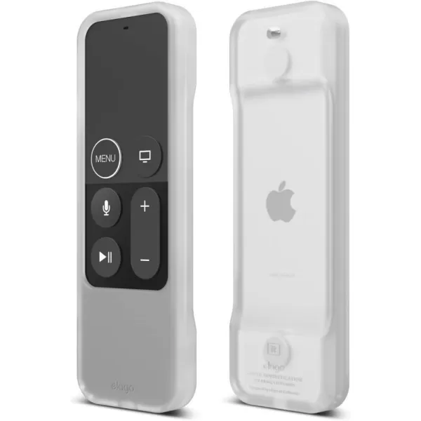 elago R1 Protective Silicone Case Cover Compatible with Apple TV 4K Siri 4th and 5th Generation Siri Remote Control  Magnet Technology Lanyard Included Shock Absorption  BlackClear White