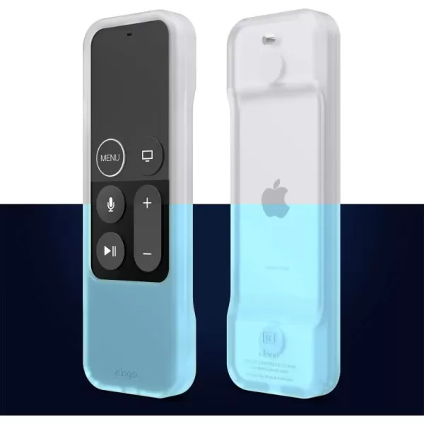 elago R1 Protective Silicone Case Cover Compatible with Apple TV 4K Siri 4th and 5th Generation Siri Remote Control  Magnet Technology Lanyard Included Shock Absorption  BlackNightglow Blue