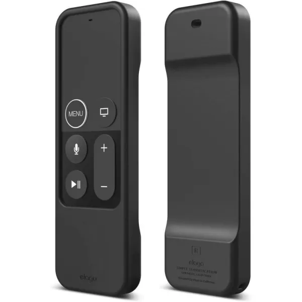 elago R1 Protective Silicone Case Cover Compatible with Apple TV 4K Siri 4th and 5th Generation Siri Remote Control  Magnet Technology Lanyard Included Shock Absorption  BlackBlack