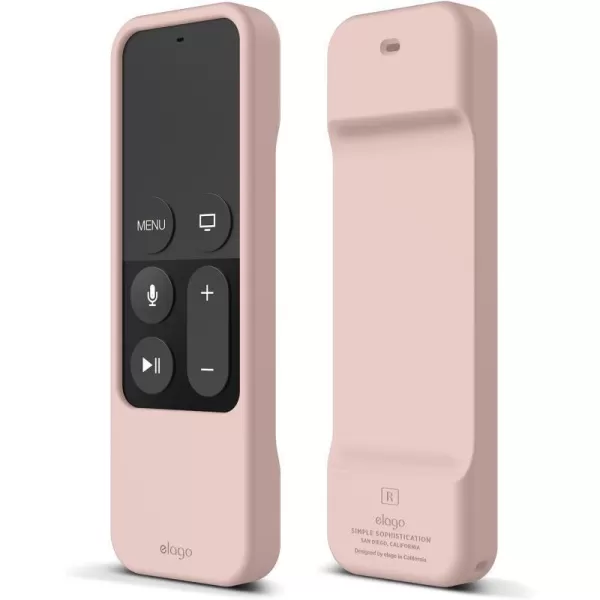 elago R1 Protective Silicone Case Cover Compatible with Apple TV 4K Siri 4th and 5th Generation Siri Remote Control  Magnet Technology Lanyard Included Shock Absorption  BlackSand Pink