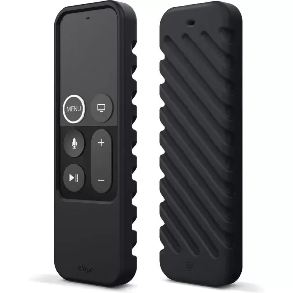 elago R3 Protective Case Compatible with Apple TV Siri Remote 1st Generation Neon Yellow  Extra Protection Durable Silicone Lanyard Included Full AccessBlack