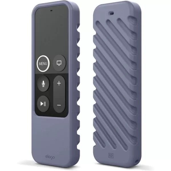 elago R3 Protective Case Compatible with Apple TV Siri Remote 1st Generation Neon Yellow  Extra Protection Durable Silicone Lanyard Included Full AccessLavender Grey