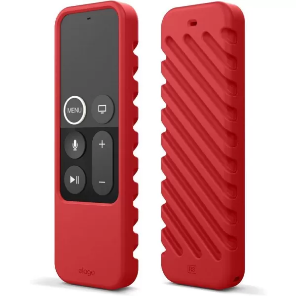 elago R3 Protective Case Compatible with Apple TV Siri Remote 1st Generation Neon Yellow  Extra Protection Durable Silicone Lanyard Included Full AccessRed