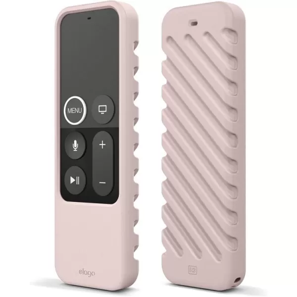 elago R3 Protective Case Compatible with Apple TV Siri Remote 1st Generation Neon Yellow  Extra Protection Durable Silicone Lanyard Included Full AccessSand Pink