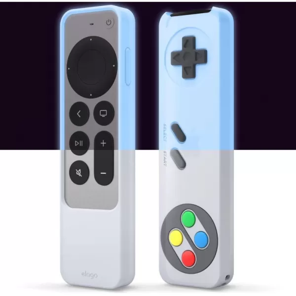 elago R4 Retro Case Compatible with 2022 Apple TV 4K Siri Remote 3rd Generation Compatible with 2021 Apple TV Siri Remote 2nd Gen  Classic Controller Design NonFunctional Protective Light GreyNightglow Blue