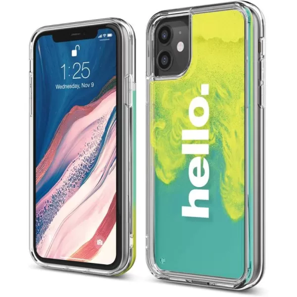 elago Sand Case Compatible with iPhone 11 Case Cover Full Body Protection Hard PC  Soft TPU Bumper Stylish Waterfall Effects Ivory Nightglow Blue  BlackHELLO