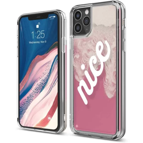 elago Sand Case Compatilbe with iPhone 11 Pro Max  Waterfall Effect Liquid Sand CameraDrop Protection Fully Covered Fit Tested Caution  Ivory Nightglow Blue  BlackNICE