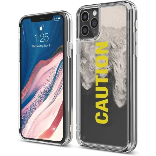 elago Sand Case Compatilbe with iPhone 11 Pro Max  Waterfall Effect Liquid Sand CameraDrop Protection Fully Covered Fit Tested Caution  Ivory Nightglow Blue  BlackCAUTION