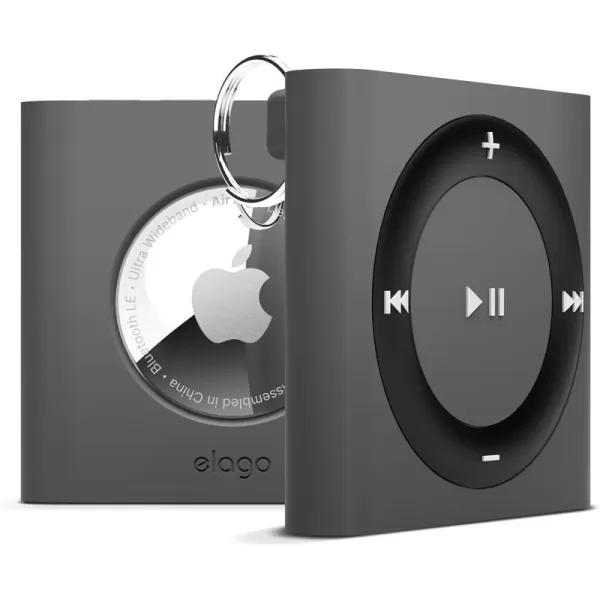 elago Shuffle Case Compatible with Apple AirTags Case Dark Gray  Designed for Air Tag Drop Protection Classic Retro MP3 Player DesignTrack Dogs Keys Backpacks PursesTracking Tag Not IncludedDark Grey