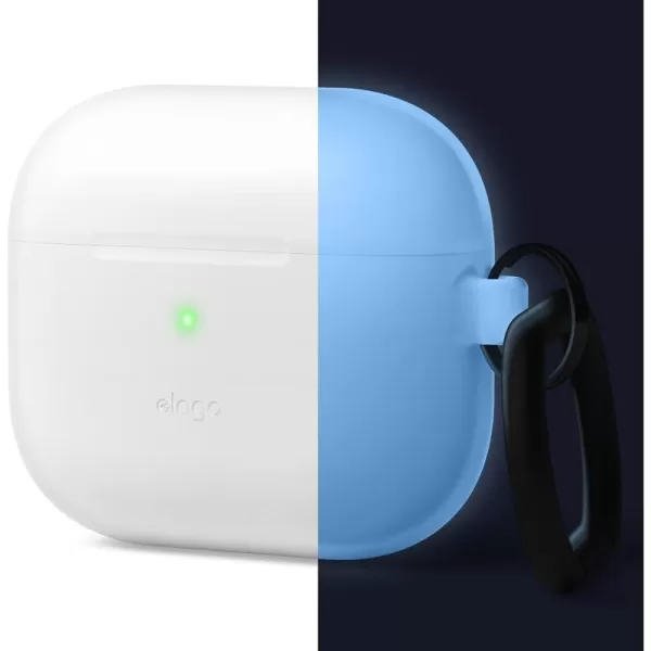 elago Silicone Case Compatible with AirPods 3 Case Cover  Compatible with AirPods 3rd Generation Carabiner Included Supports Wireless Charging Shock Resistant Full Protection BlackNightglow Blue