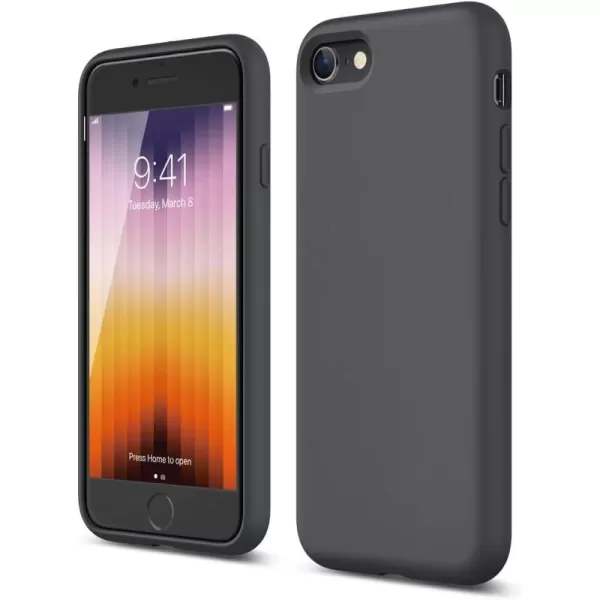 elago Silicone Case Designed for iPhone SE Case 2022 3rd Generation Compatible with iPhone SE Case 2020 iPhone 8 iPhone 7  Silicone Slim Drop Protection Case with Microfiber Lining RedDark Grey