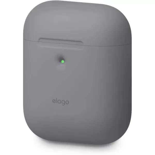 elago Silicone Protective Case Compatible with Apple AirPods 2 Wireless Charging Case Front LED Visible AntiSlip Coating Inside Patent Registered PeachMedium Gray